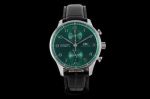 IWC Schaffhausen Portuguese Green Dial Black Leather Strap Automatic Watch